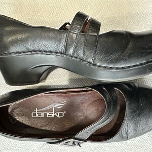 Dansko Black Leather Mules